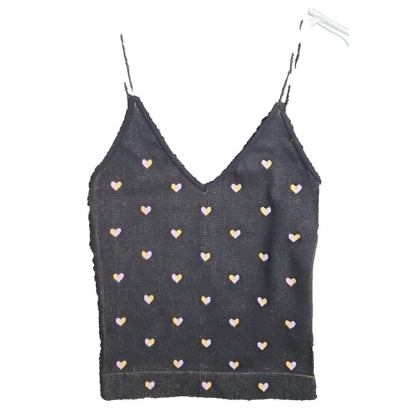 Aura Other - Aura M/L Juniors Women's Stretch Black Pink & Gold Hearts Tank Top Shirt NWT